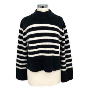 J.Crew Striped Supersoft Sweater Textured Black White Size XS